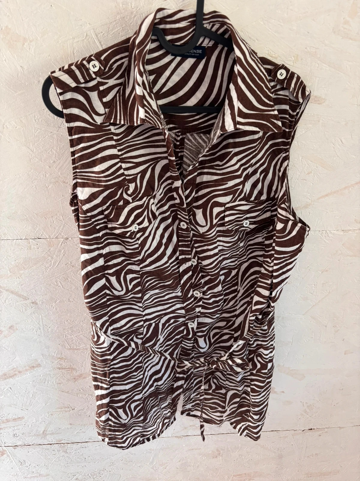 Zebra print sleeveless blouse "Your Sixth Sense" Size 44 (estimated) Very good condition – photo 3